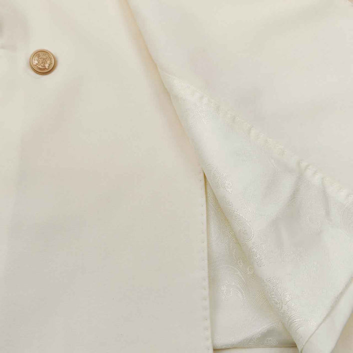 Men’s Slim Fit Cream Double-Breasted Wool-Blend Suit with Gold Buttons
