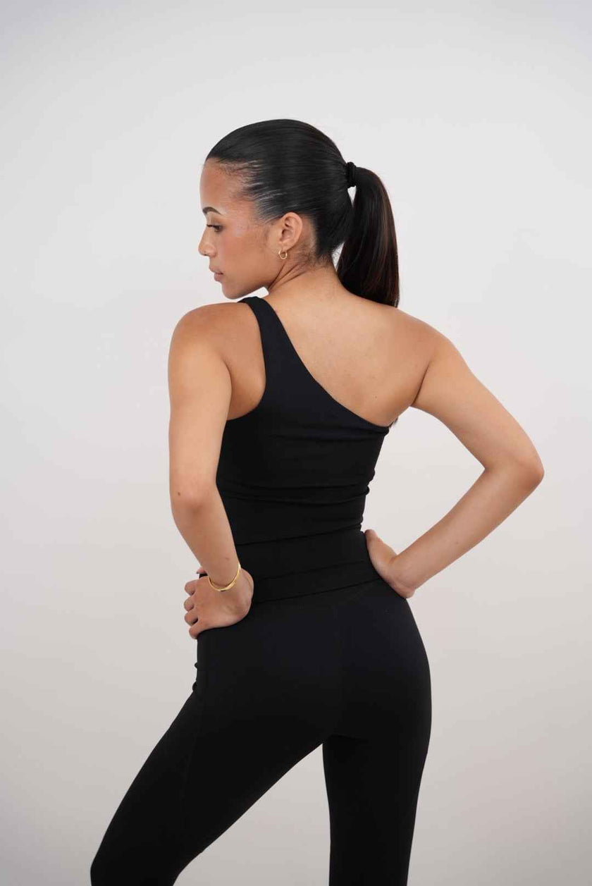 I Am Wealthy Black One Shoulder Top