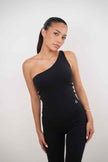 I Am Wealthy Black One Shoulder Top