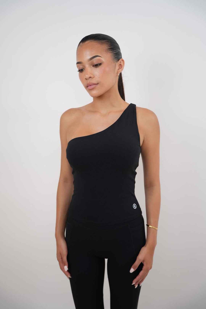 I Am Wealthy Black One Shoulder Top