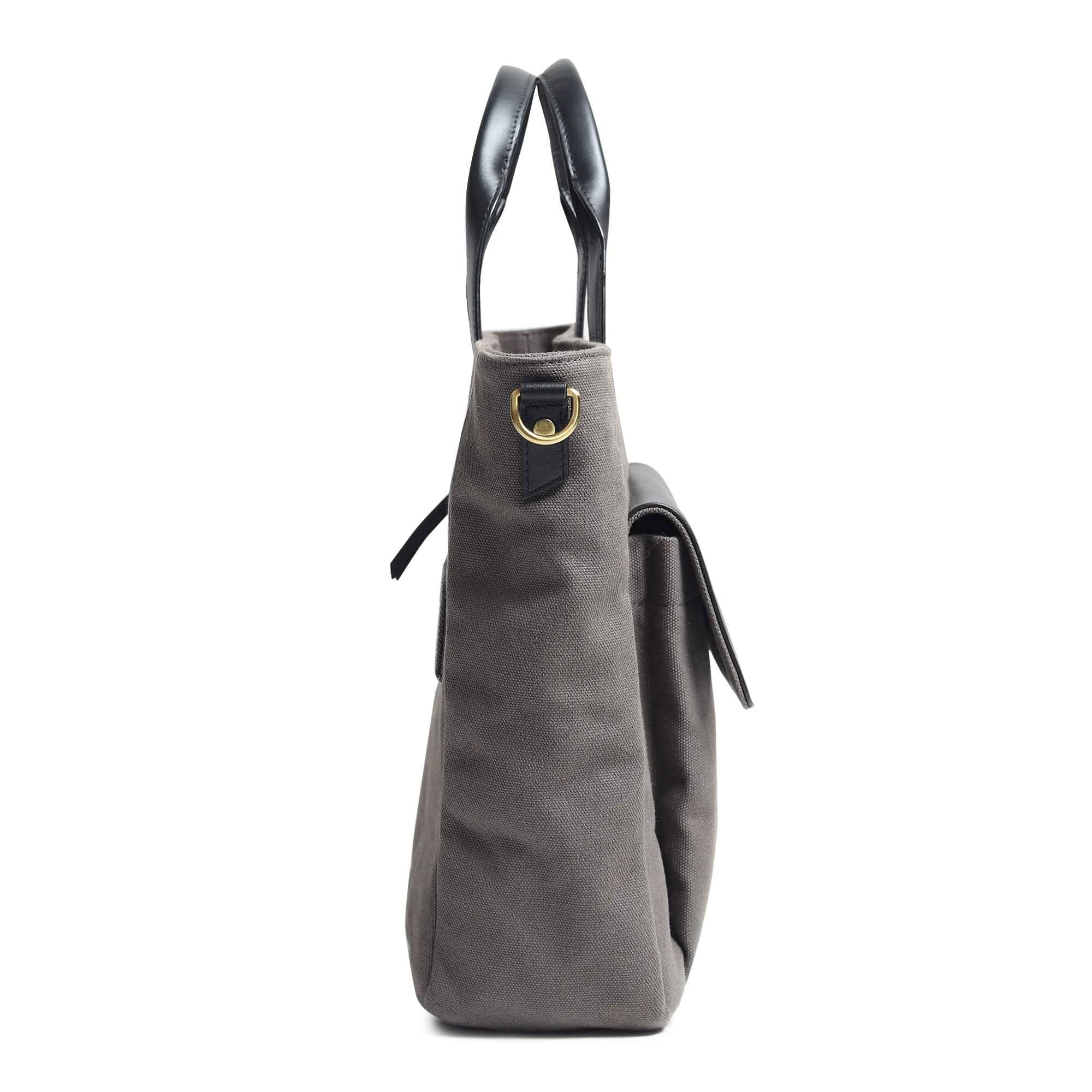 Voyager Canvas Leather Briefcase, Gray