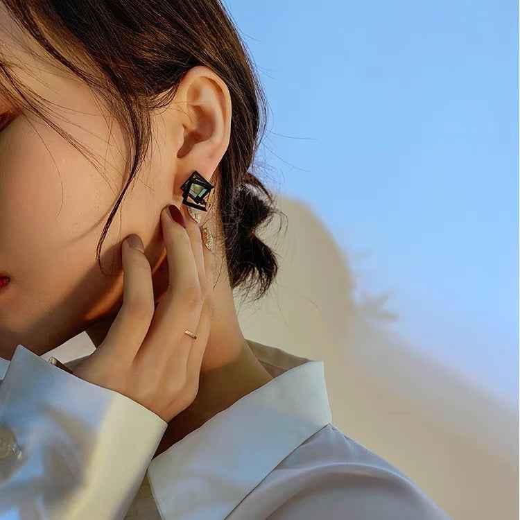 Minimalist Boxy Crystals Studs