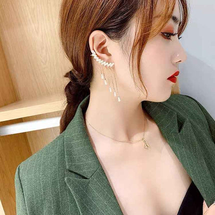 Crystal Crawler Tassel Earrings