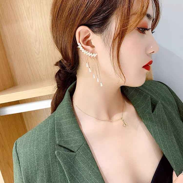 Crystal Crawler Tassel Earrings