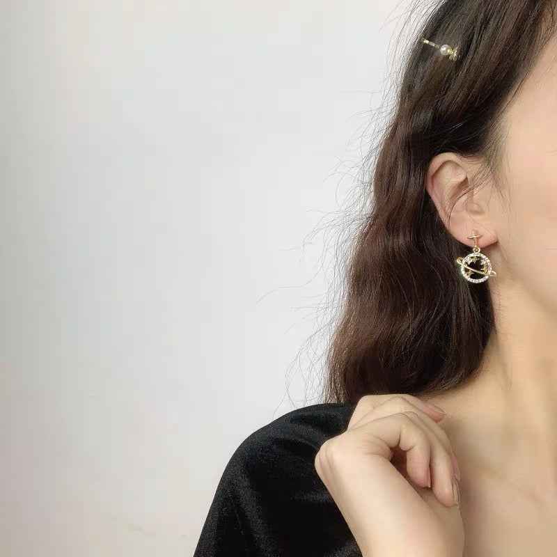 Planet Saturn Drop Earrings