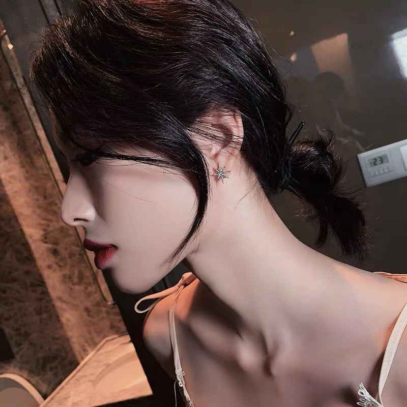 Asymmetrical Moon & Star Stud Earrings