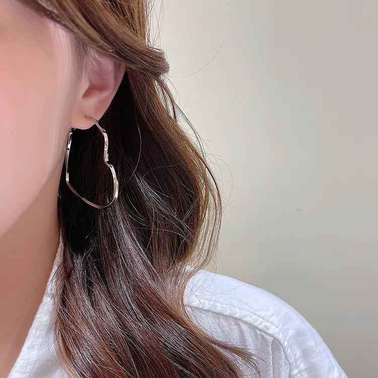 Twisted Heart Hoops Earrings