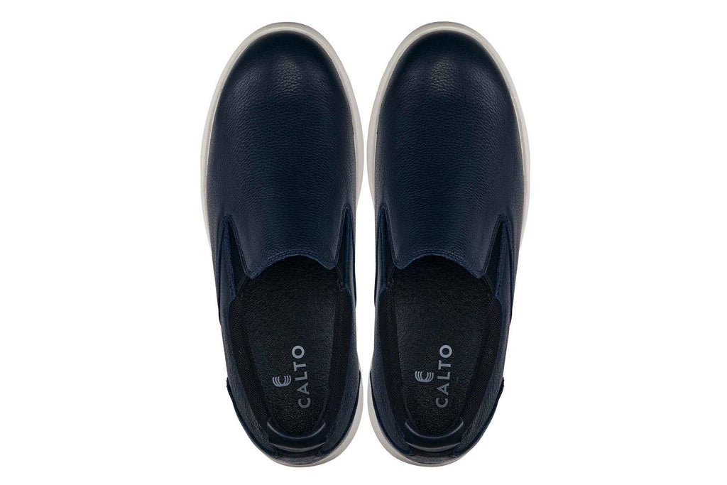 CALTO - J1421 - 2.8 Inches Taller (Dark Slate Blue) - Leather Loafers