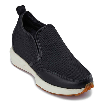 CALTO - J1433  - 3.3 Inches Taller (Black) - Casual Chunky Sole Sneaker Loafers