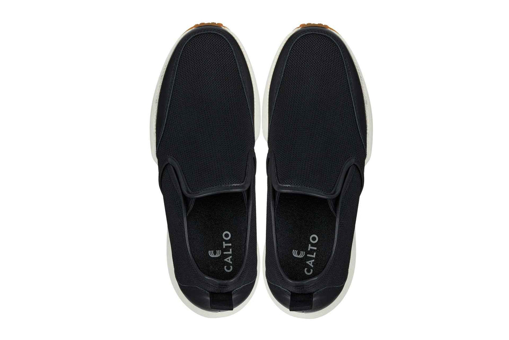 CALTO - J1433  - 3.3 Inches Taller (Black) - Casual Chunky Sole Sneaker Loafers