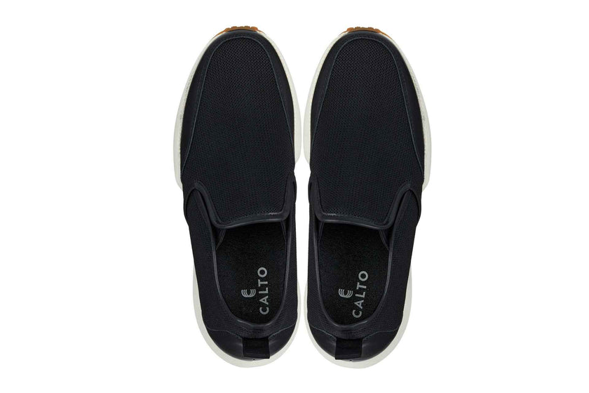 CALTO - J1433  - 3.3 Inches Taller (Black) - Casual Chunky Sole Sneaker Loafers