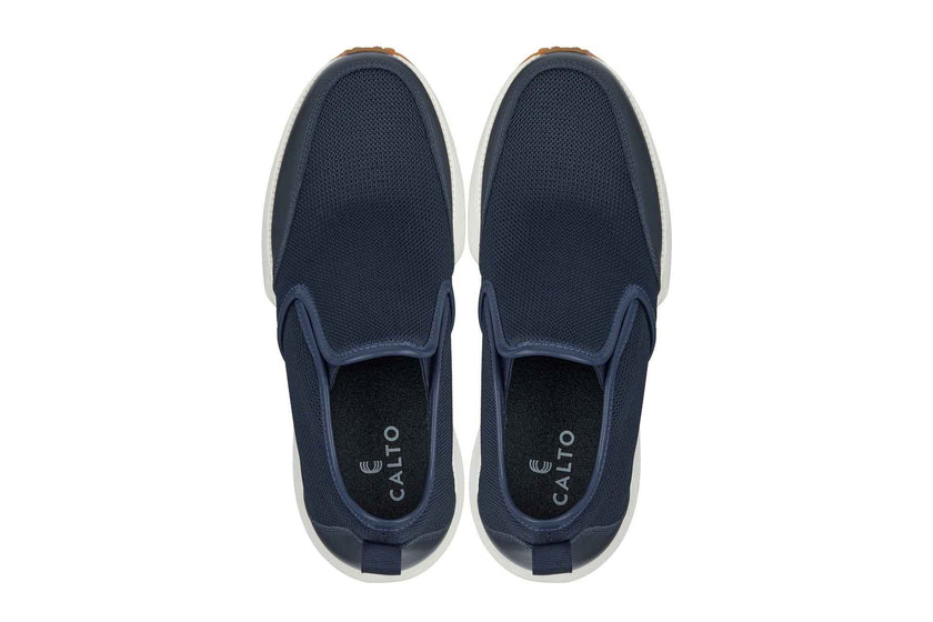 CALTO - J1435  - 3.3 Inches Taller (Dark Blue) - Casual Chunky Sole Sneaker Loafers