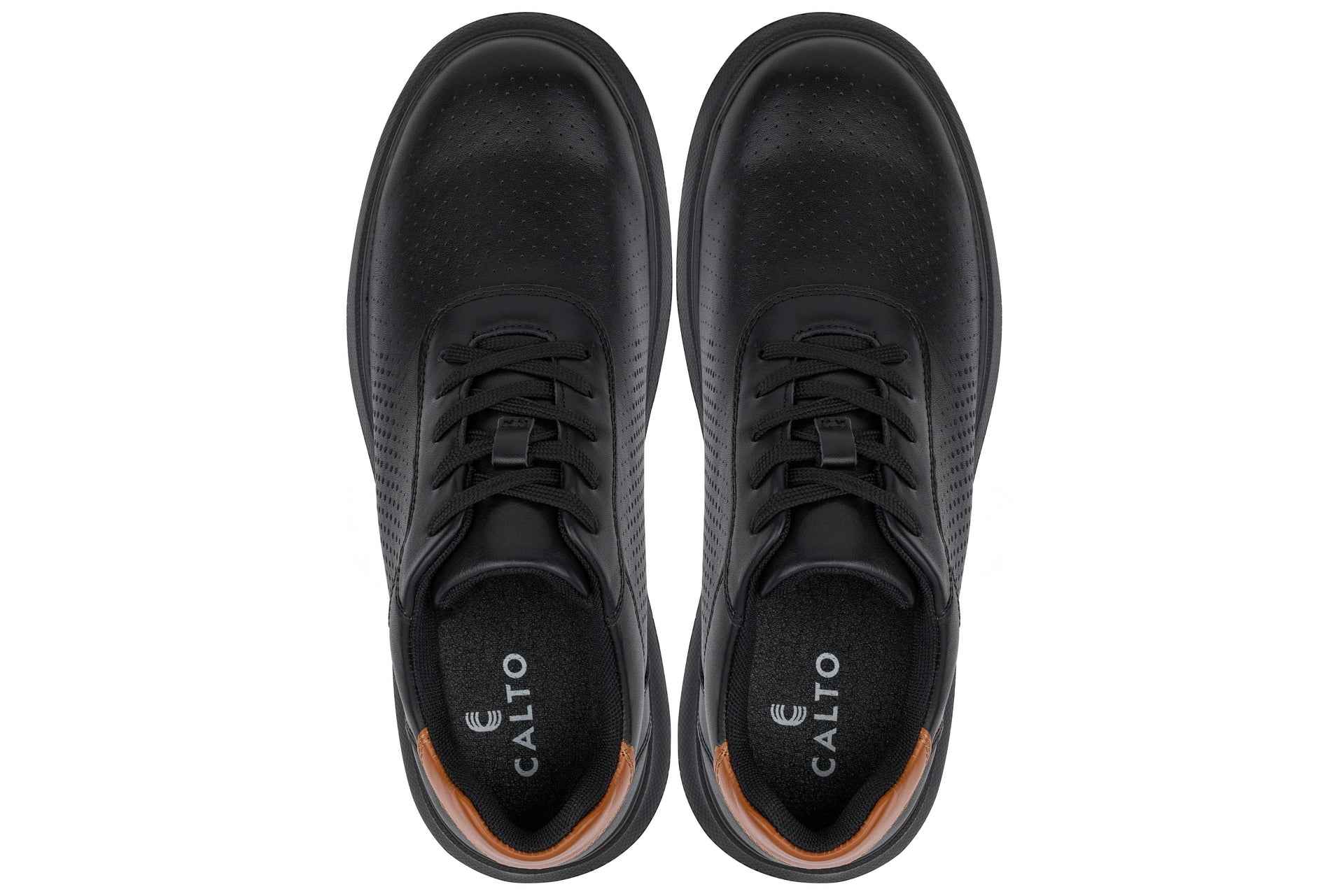 CALTO - J1580  - 2.6 Inches Taller (Black/Black Sole) - Lightweight Casual Walkers