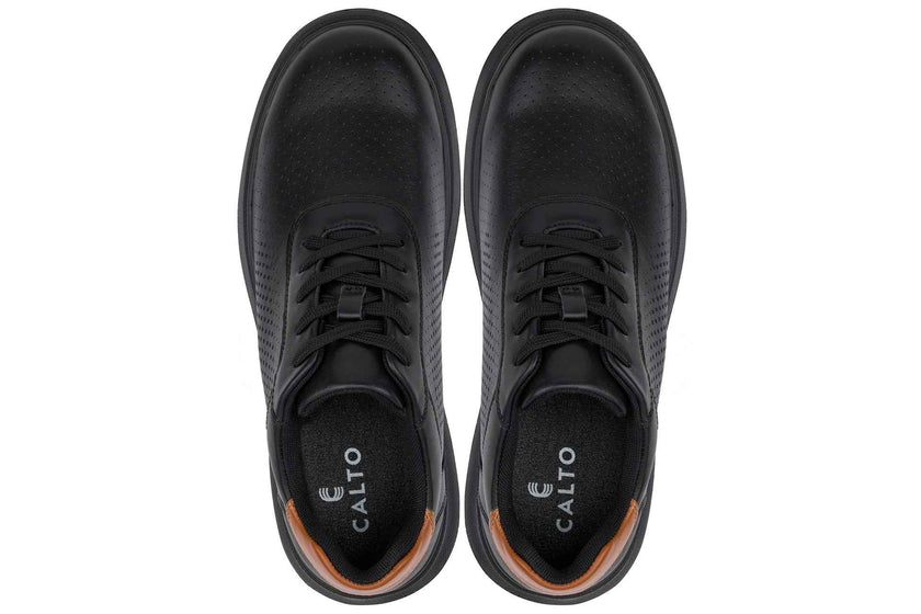 CALTO - J1580  - 2.6 Inches Taller (Black/Black Sole) - Lightweight Casual Walkers