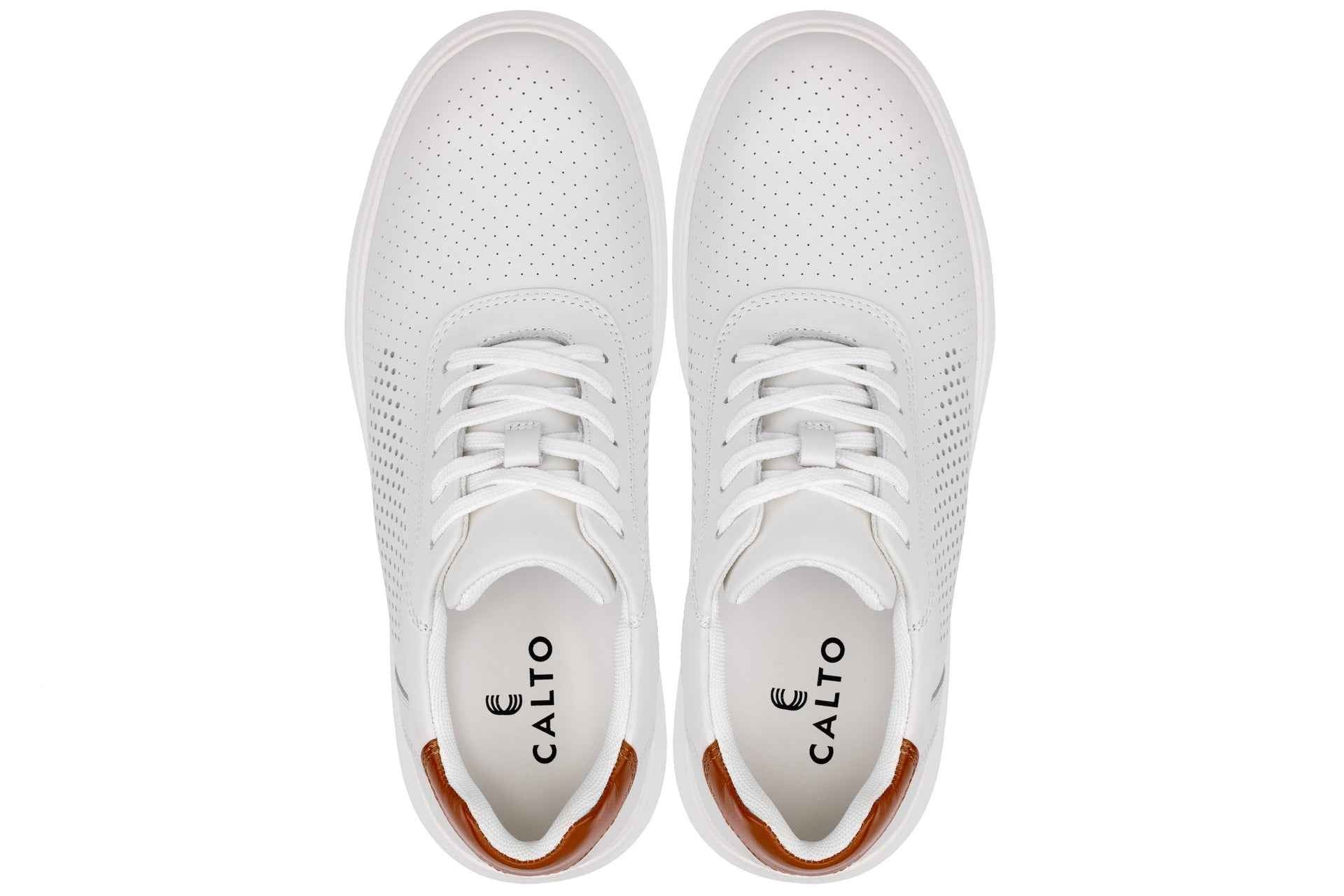CALTO - J1581  - 2.6 Inches Taller (White) - Lightweight Casual Walkers