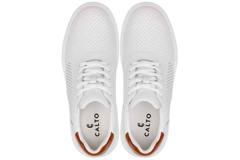 CALTO - J1581  - 2.6 Inches Taller (White) - Lightweight Casual Walkers