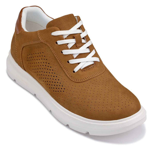 CALTO - J1583  - 2.6 Inches Taller (Brown) - Lightweight Casual Walkers