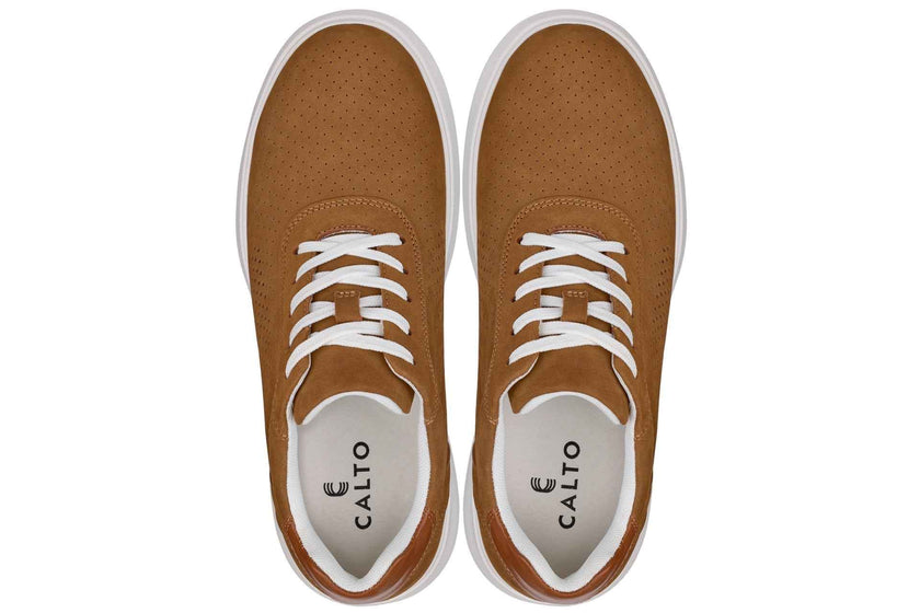 CALTO - J1583  - 2.6 Inches Taller (Brown) - Lightweight Casual Walkers