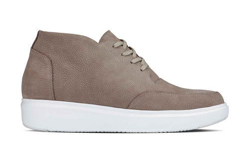 CALTO - J1770  - 3.2 Inches Taller (Khaki) - Casual Chunky Sole Boots – Soft Pebble Grain Nubuck Leather