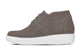 CALTO - J1771  - 3.2 Inches Taller (Grey) - Casual Chunky Sole Boots – Soft Pebble Grain Nubuck Leather