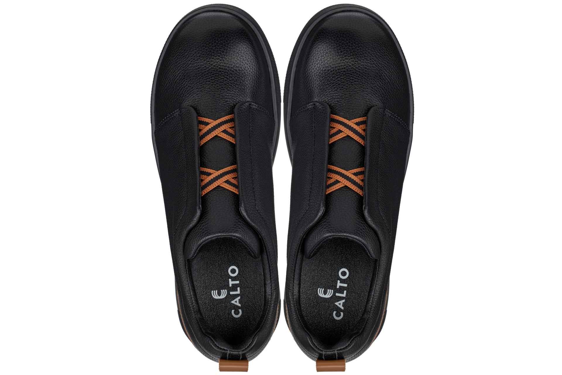 CALTO - J1931  - 2.6 Inches Taller (Black/Black Sole) - Slip-On Snoafers