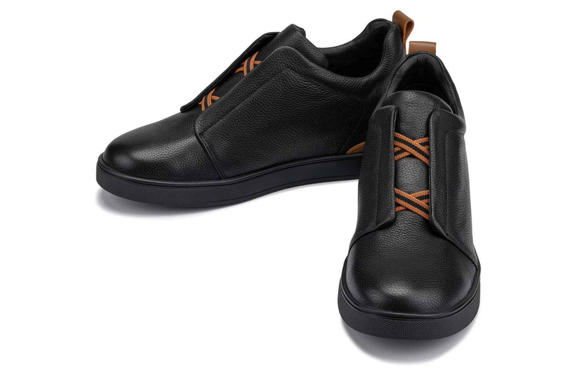 CALTO - J1931  - 2.6 Inches Taller (Black/Black Sole) - Slip-On Snoafers