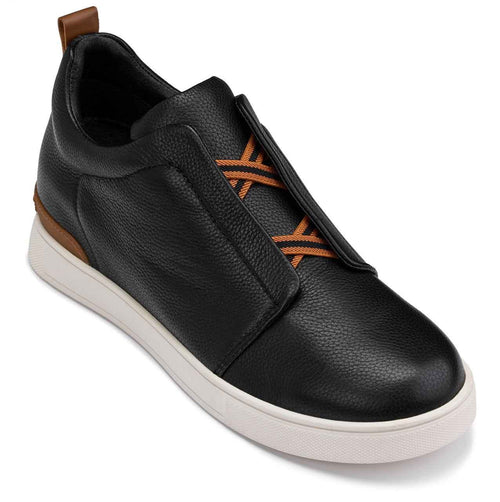 CALTO - J1932  - 2.6 Inches Taller (Black/White Sole) - Slip-On Snoafers
