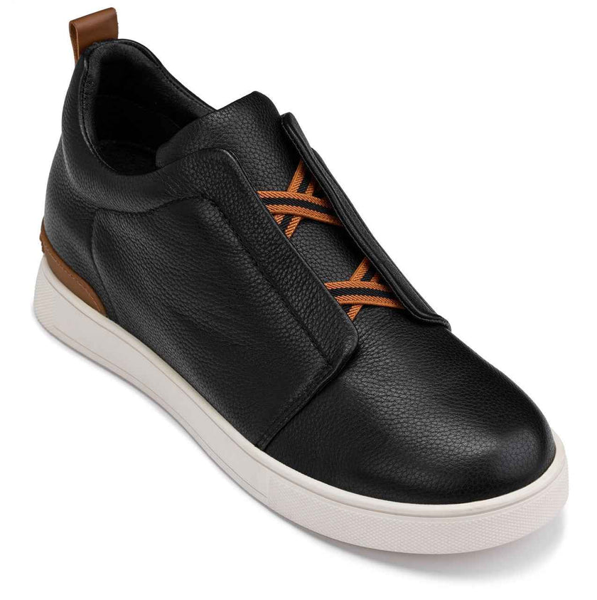 CALTO - J1932  - 2.6 Inches Taller (Black/White Sole) - Slip-On Snoafers