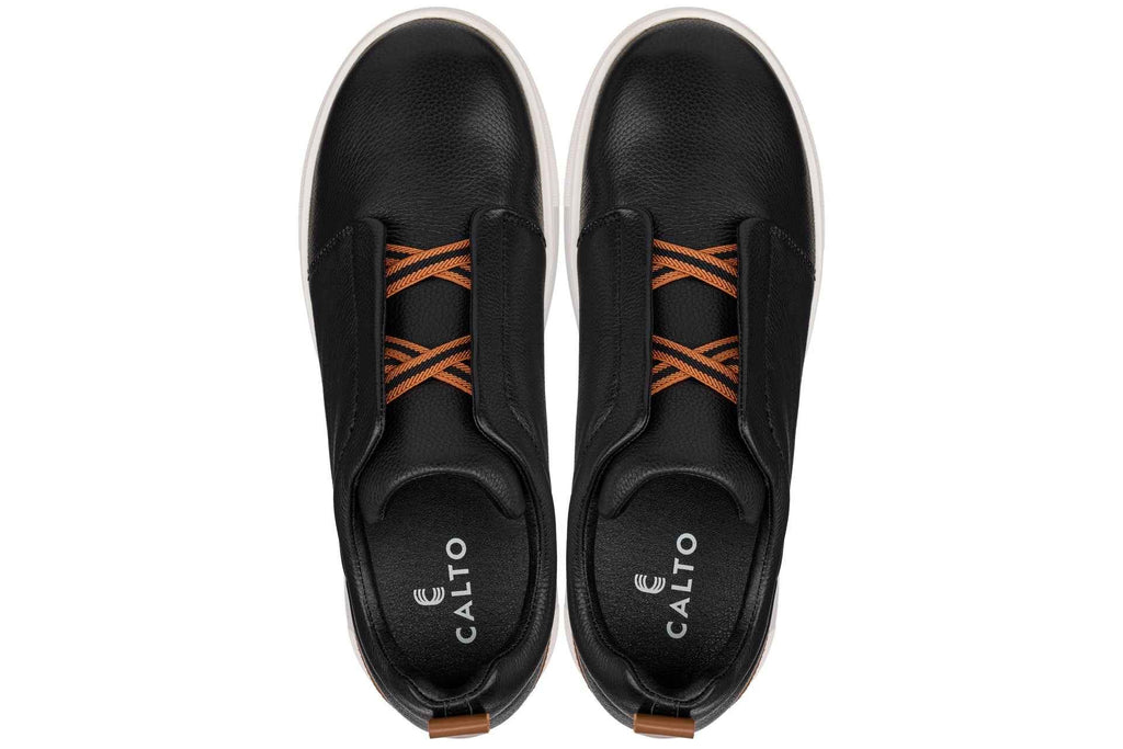CALTO - J1932  - 2.6 Inches Taller (Black/White Sole) - Slip-On Snoafers