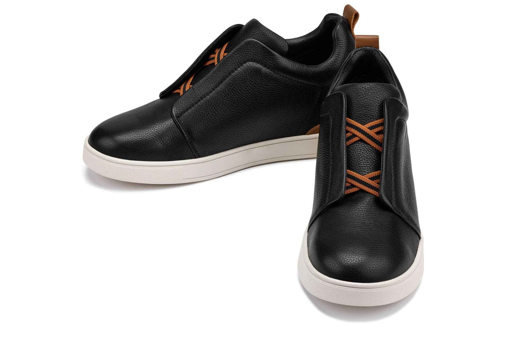 CALTO - J1932  - 2.6 Inches Taller (Black/White Sole) - Slip-On Snoafers