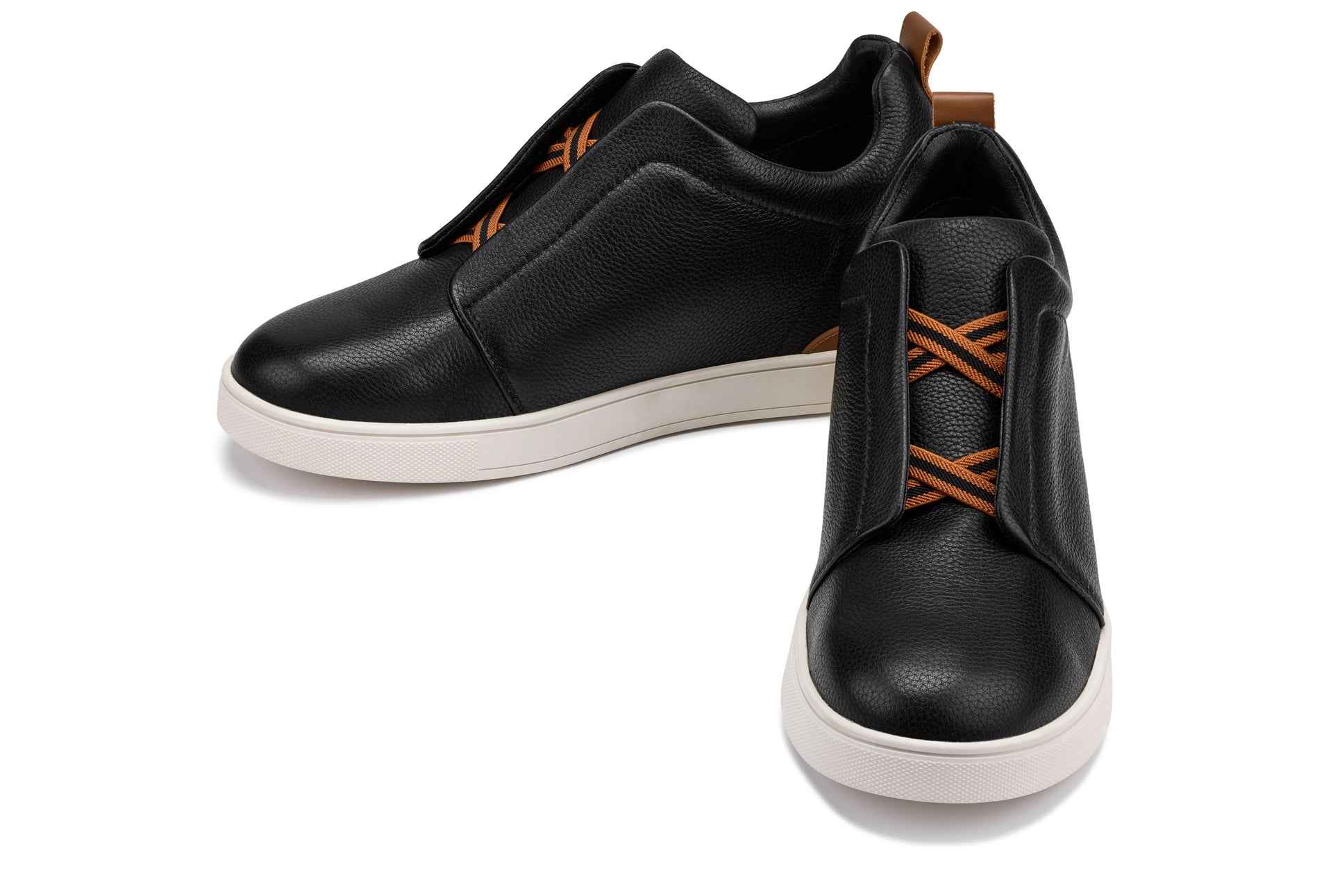 CALTO - J1932  - 2.6 Inches Taller (Black/White Sole) - Slip-On Snoafers