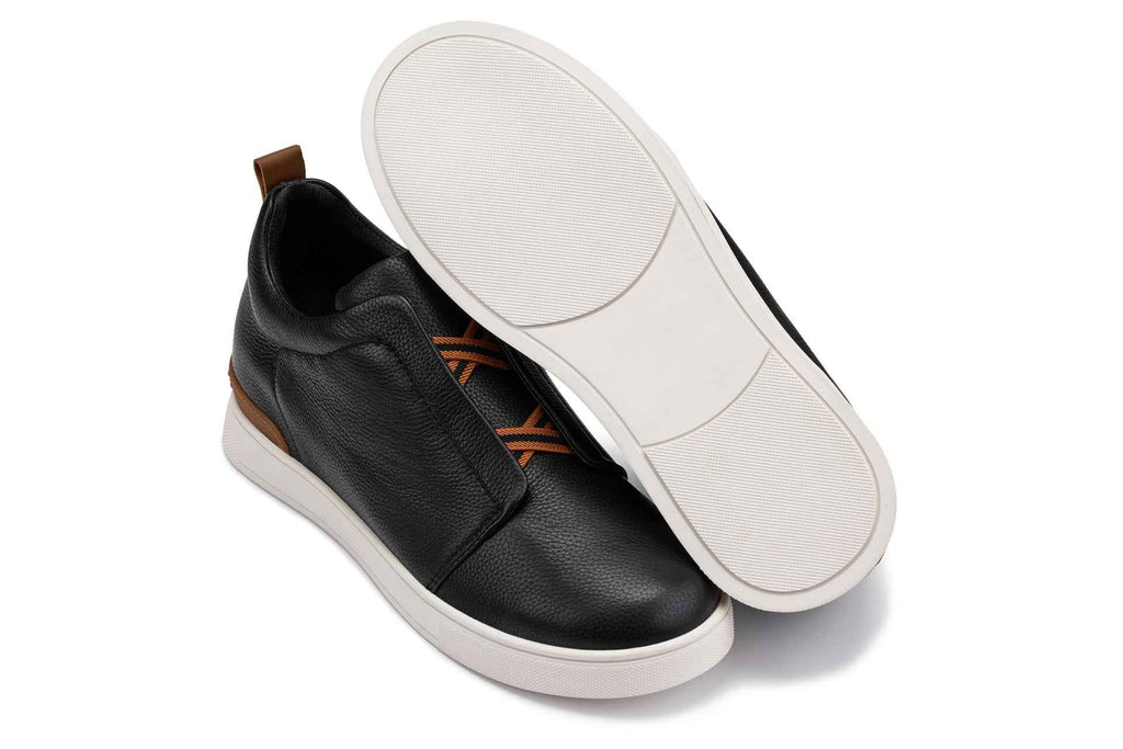 CALTO - J1932  - 2.6 Inches Taller (Black/White Sole) - Slip-On Snoafers