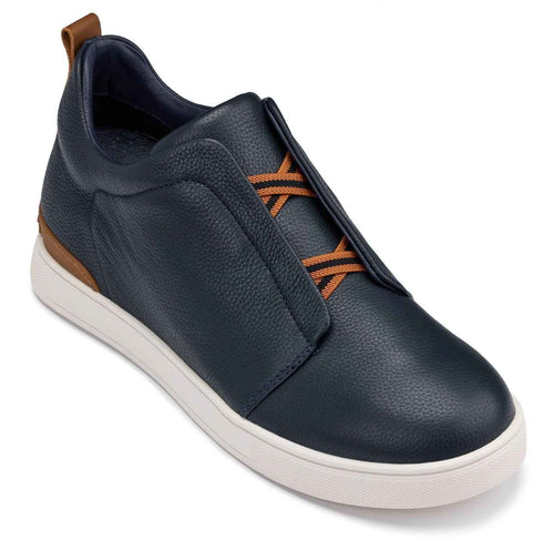 CALTO - J1934  - 2.6 Inches Taller (Navy) - Slip-On Snoafers