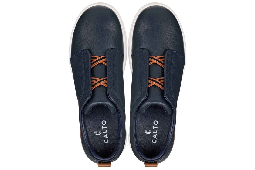 CALTO - J1934  - 2.6 Inches Taller (Navy) - Slip-On Snoafers