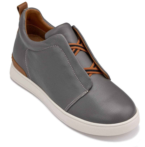 CALTO - J1935  - 2.6 Inches Taller (Grey) - Slip-On Snoafers