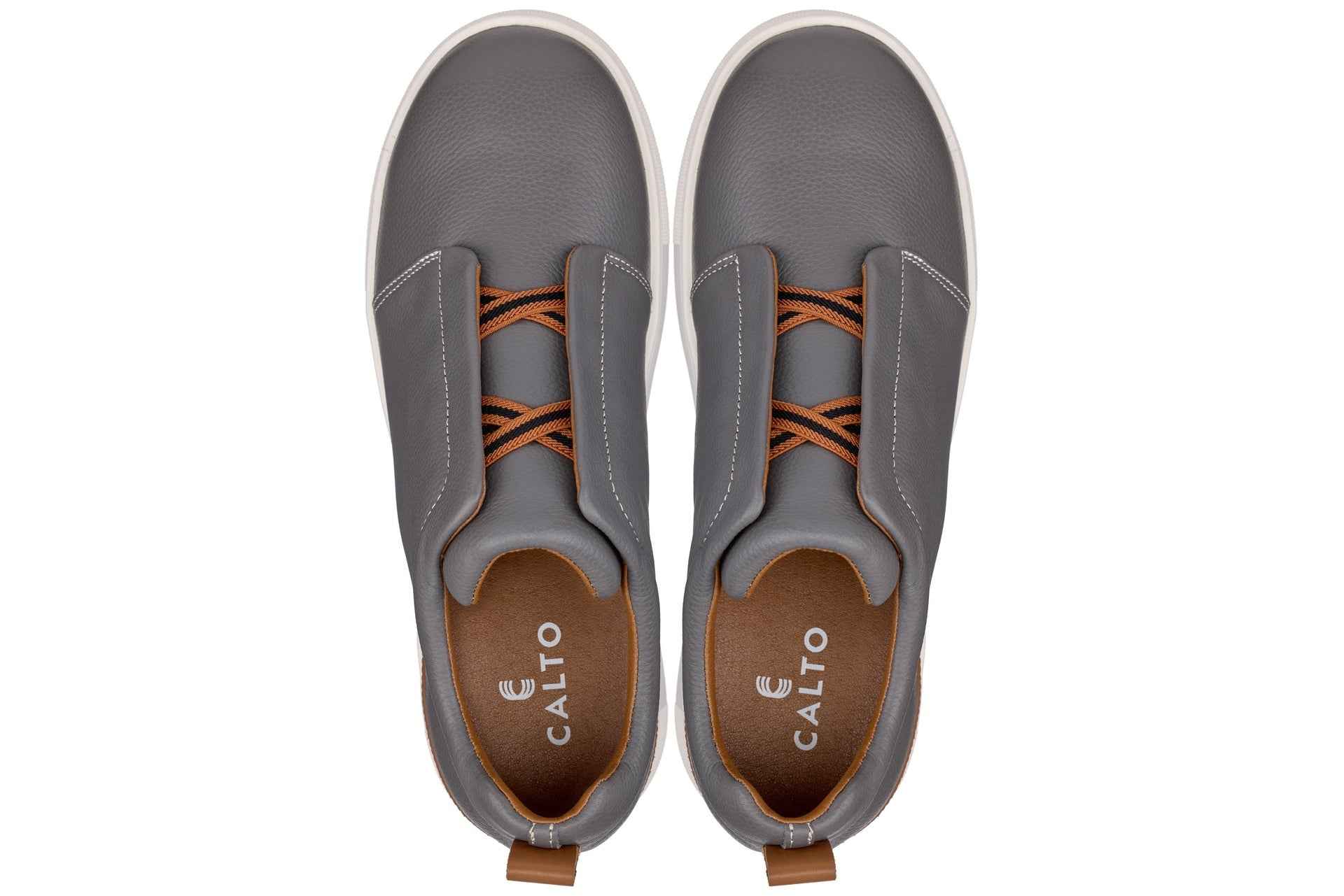 CALTO - J1935  - 2.6 Inches Taller (Grey) - Slip-On Snoafers