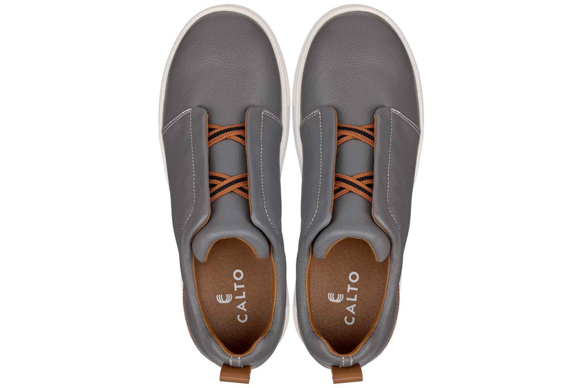 CALTO - J1935  - 2.6 Inches Taller (Grey) - Slip-On Snoafers