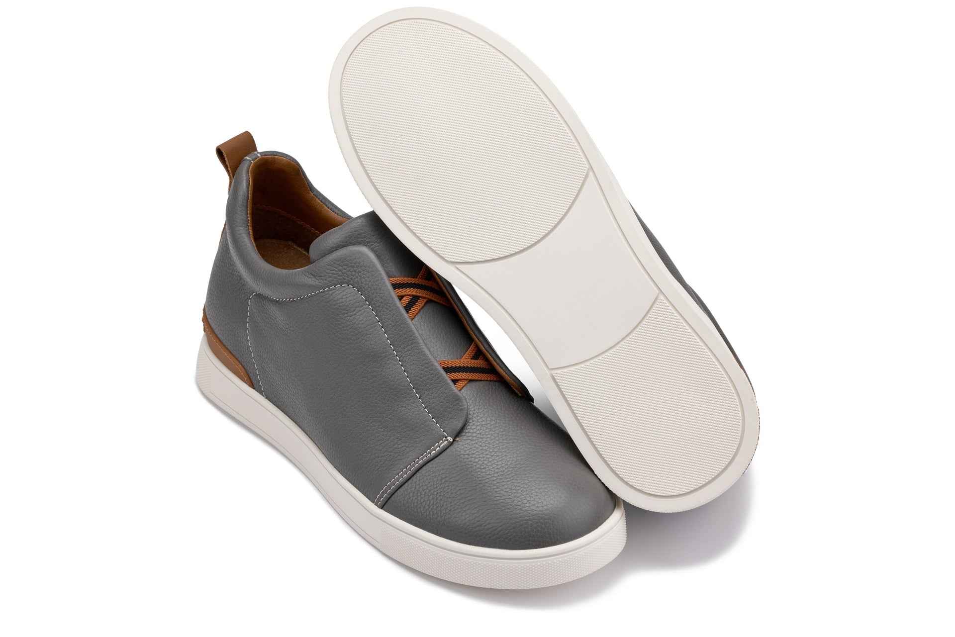 CALTO - J1935  - 2.6 Inches Taller (Grey) - Slip-On Snoafers