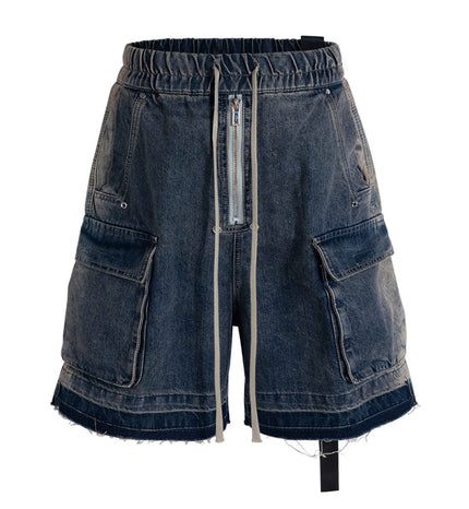 AZUL DRAWSTRING DENIM CARGO SHORTS