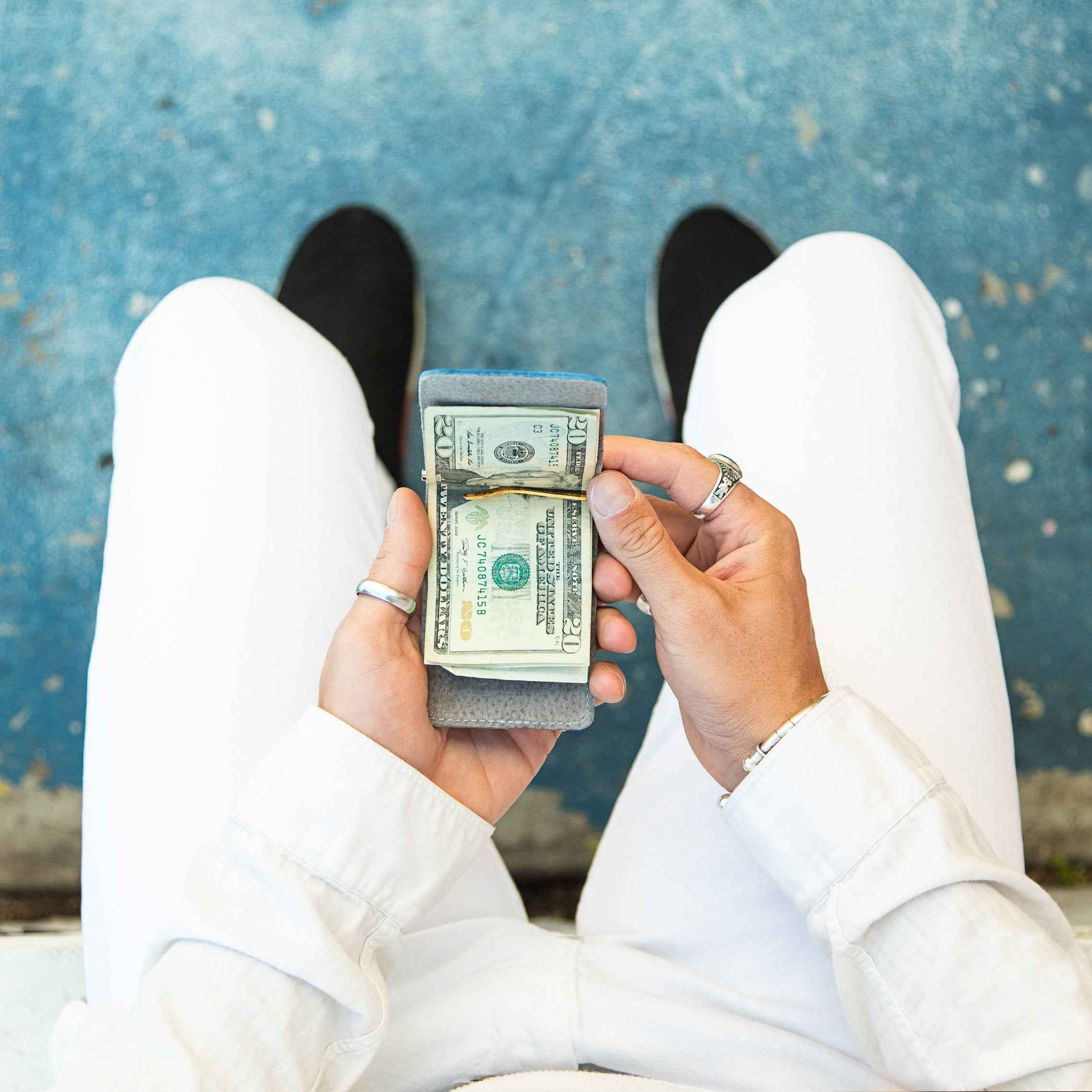 Money Clip Wallet - Blue Camo
