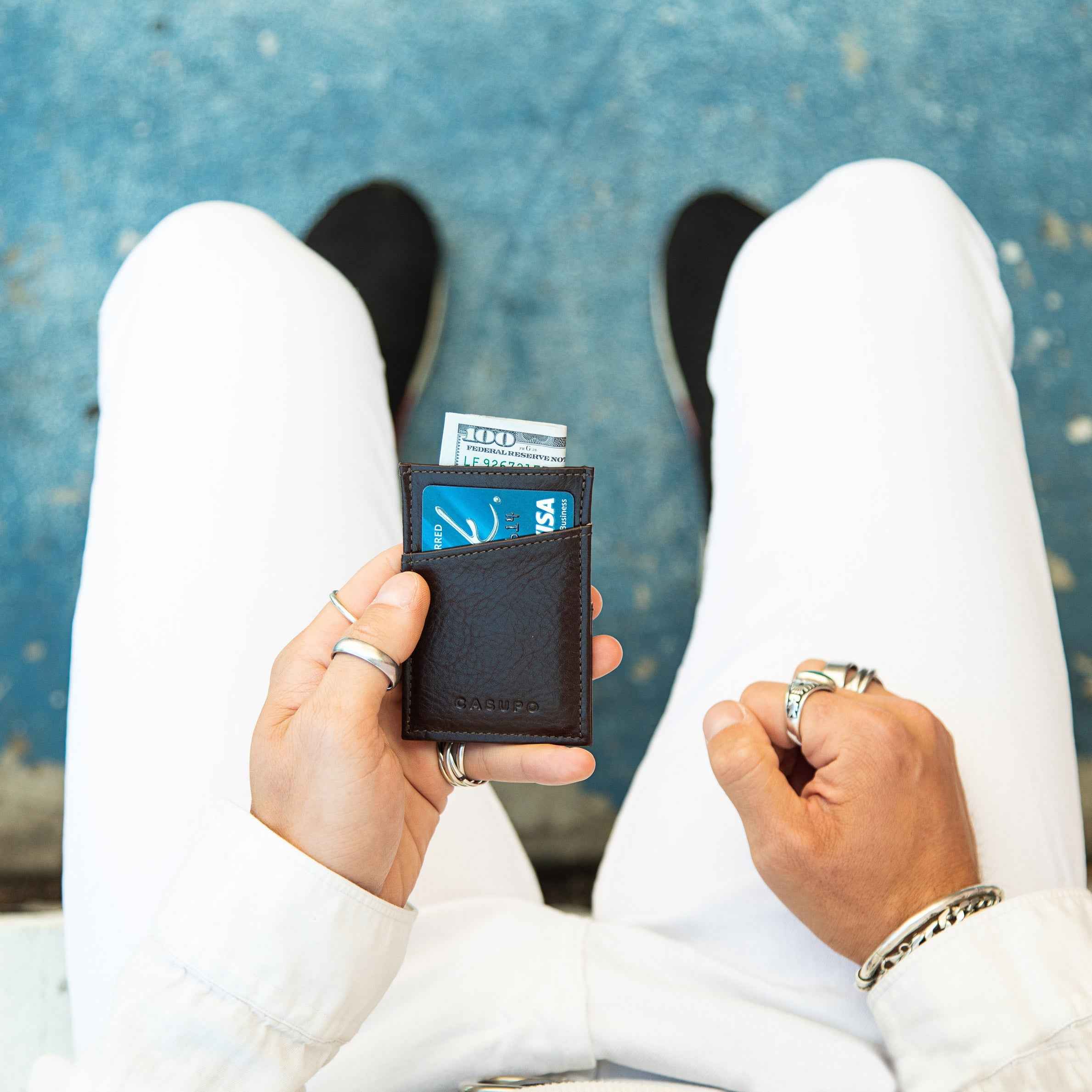 Minimalist Wallet with RFID protection - Brown