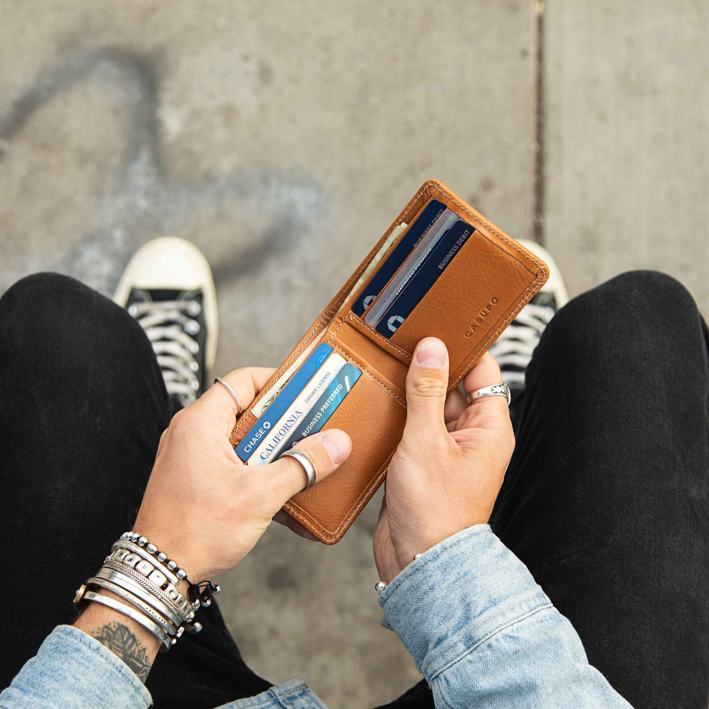 Large Billfold Wallet with RFID protection - Natural