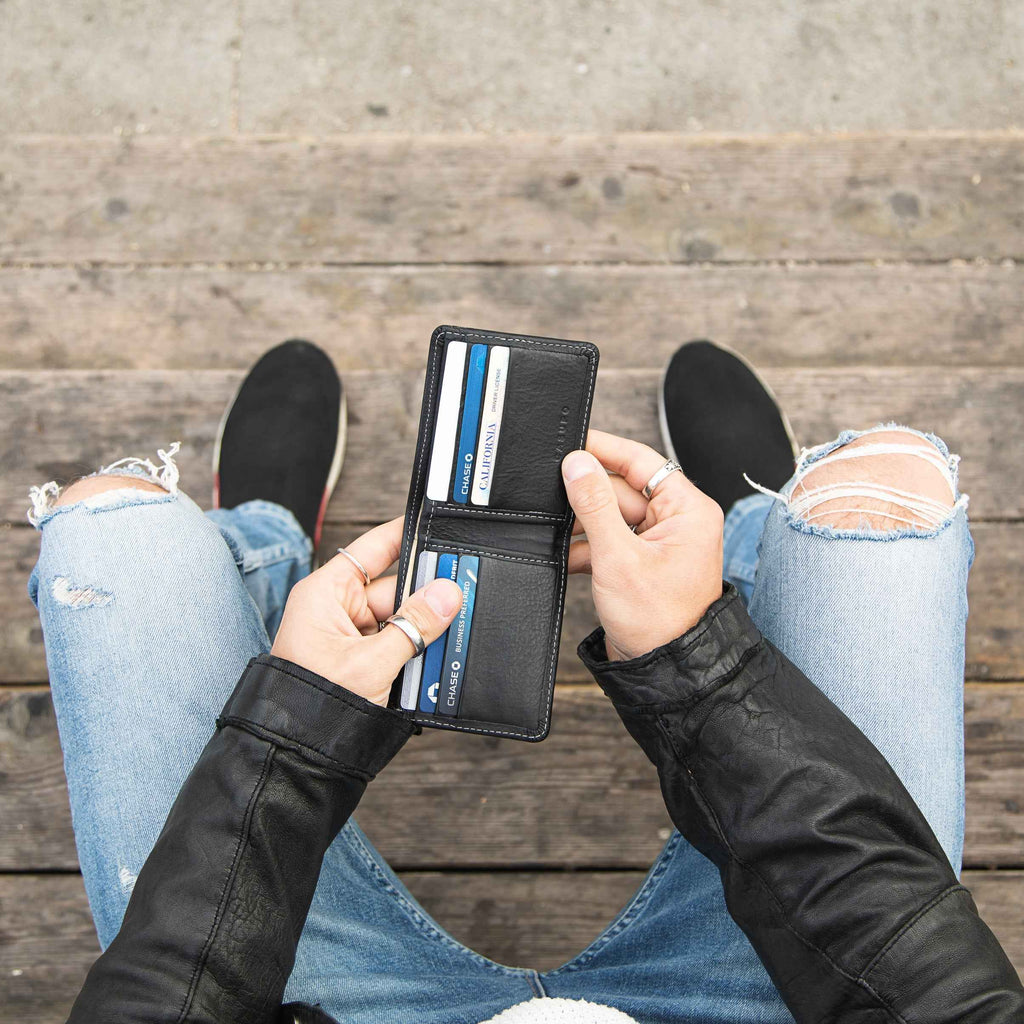 Large Billfold Wallet with RFID protection - Black