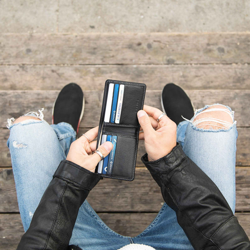 Large Billfold Wallet with RFID protection - Black