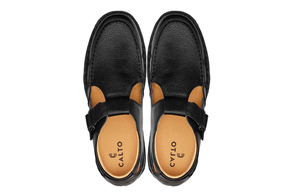 CALTO - K0751 - 2.8 Inches Taller (Black) - Lightweight Casual Fisherman Sandal