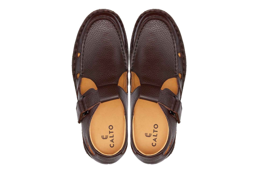 CALTO - K0752 - 2.8 Inches Taller (Coffee Brown) - Lightweight Casual Fisherman Sandal