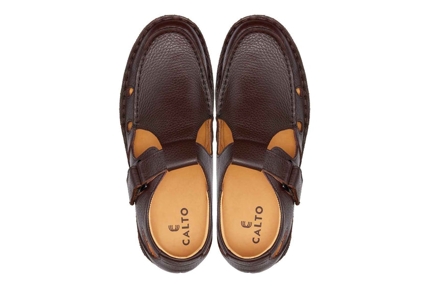 CALTO - K0752 - 2.8 Inches Taller (Coffee Brown) - Lightweight Casual Fisherman Sandal