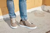 CALTO - K1550 - 2.8 Inches Taller (Nubuck Grey) - Lace Up Casual Sneakers