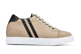 CALTO - K1552 - 2.8 Inches Taller (Taupe) - Lace Up Casual Sneakers