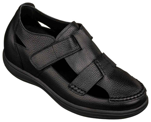 CALTO - K2661 - 3.2 Inches Taller (Black) - Casual Fisherman Sandal